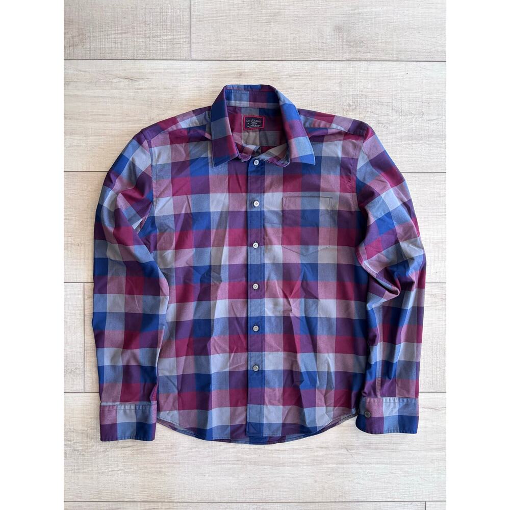 Untuckit Flannel Plaid Button Down Shirt Men Slim Fit Blue, Gray, Maroon Size M